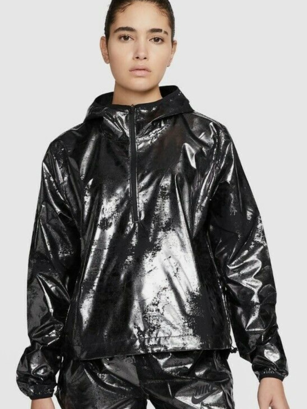 Nike Air Foil Print Black Silver Running Jacket Women’s Medium